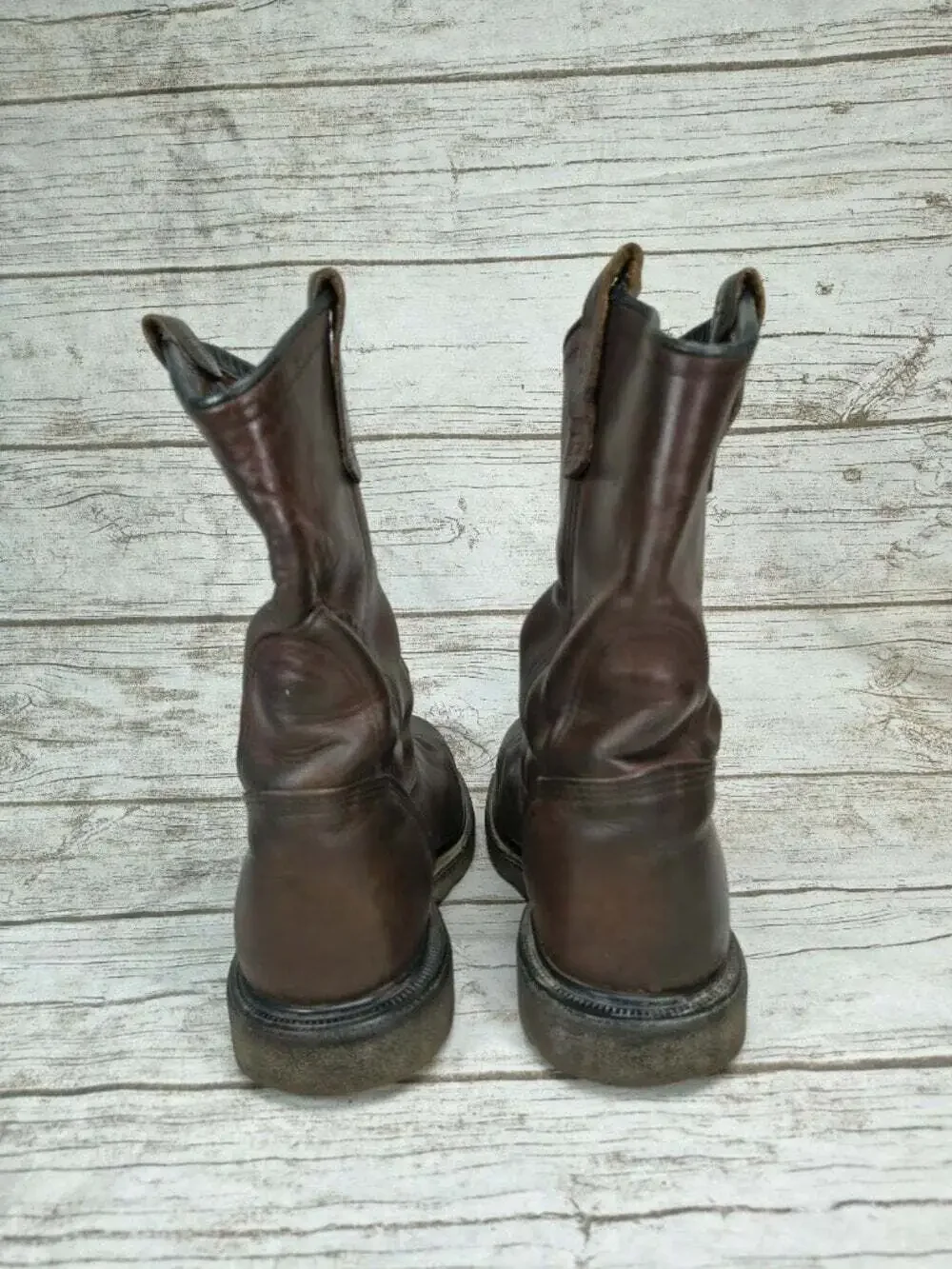 Red Wing Pecos Brown Leather Pull-On Tall Boots Cowboy Western Boots Men Size 8